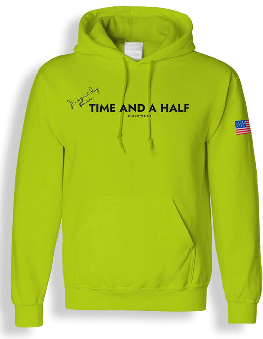 Time and a Half Heavyweight Hoodie in Safety Green